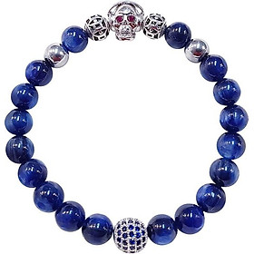 Vòng Tay Nam Mệnh Thủy, Mộc Đá Kyanite Phối Charm Đầu Lâu Cá Tính - NA.05