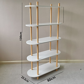 Mua Kệ gỗ đa năng Wavy để đồ thiết kế tiện lợi nhiều tầng mặt oval  kệ sách thông minh decor phòng ngủ phòng khách màu trắng