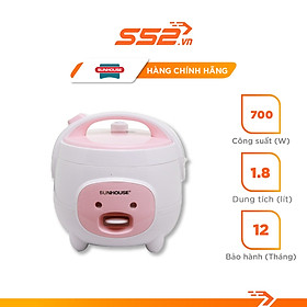 Nồi Cơm Điện Sunhouse 1.8 lít SHD8607W - Hàng Chính Hãng