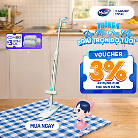 Mua Combo 3 Bông Lau + 1 Cây Lau Nhà MyJae Sợi Microfiber Tự Vắt Phun Sương Xoay 360 Độ Thông Minh 138cm
