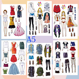 Búp bê giấy paper doll thay đồ thời trang đồ chơi cắt thủ công cho bé