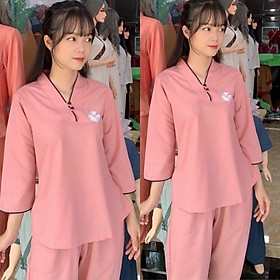 Đồ Lam Đi Chùa # Tim 2Nút Kate Mịn