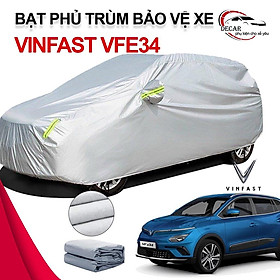 Bạt vải dù oxford xe điện Vinfast Vfe34 che kín ô tô 3 lớp cao cấp , bạt phủ trùm xe hơi Vfe34 chống nước, chống xước