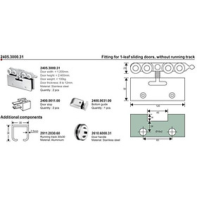 Hình ảnh Bộ phụ kiện cửa trượt kính 2405-G2-Glaze