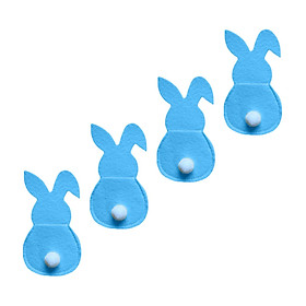 4x Easter Cutlery Bag Bunny Cutlery Holder Universal for Table Ornaments