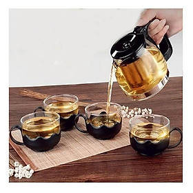 Mua (SALE LỖ CUỐI NĂM) Bộ bình lọc trà thủy tinh kèm 4 ly