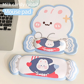 Miếng kê tay bàn phím, đệm lót chuột mouse pad thỏ kẹo ngọt_ hàng chính hãng