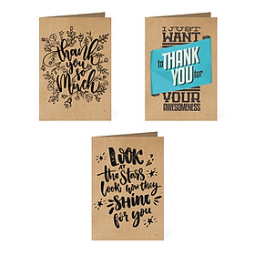 Thiệp cảm ơn giấy Kraft - Combo 3c thiệp Greenwood (GW-TP06)