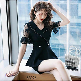 SET VÁY UMI ĐEN PHỐI LƯỚI KIM TUYẾN SANG TRỌNG MẪU MỚI NHẤT HIỆN NAY