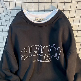 Áo Sweater Nữ Form Rộng Phối Layer Susu Vải Nỉ Bông Dày Dặn phong cách