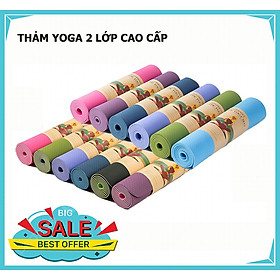 Thảm Yoga nhiều màu sắc kèm túi lưới, gồm 2 lớp, chất liệu tự nhiên, an toàn khi sử dụng