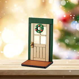 Christmas Fairy Door Fairy Wooden Door Dollhouse Mini Entry Ornaments Craft for Holiday Micro Landscape Indoor Xmas Decor Kids Gift