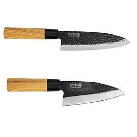 Bộ 02 dao làm bếp Sumikama Nhật Bản cán gỗ, lưỡi bằng Titanium cao cấp