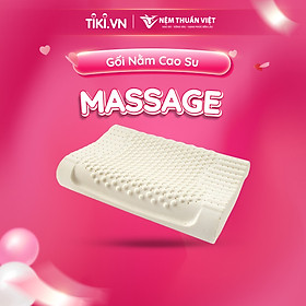 Gối Nằm Cao Su Thiên Nhiên Massage Thuần Việt - Thiết Kế Lượn Sóng, Có Gai Massage, Giảm Đau Vai Gáy Cổ
