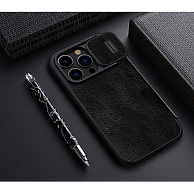 Bao da dành cho iPhone 15 Pro Max, 15 Pro hàng chính hãng Nillkin QIN có nắp trượt bảo vệ camera - Hàng nhập khẩu