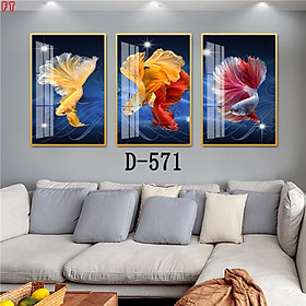 Mua Tranh Bộ 3 Canvas Treo Tường Sang Trọng - Tranh Những Chú Cá Tuyệt Đẹp