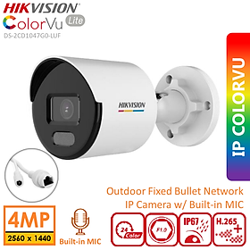 Camera IP COLORVU Lite HIKVISION DS-2CD1047G0-LUF 4MP, có màu ban đêm, tích hợp mic thu âm - Hàng chính hãng