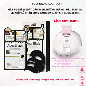 Hộp 10 Mặt nạ kiềm dầu - dưỡng trắng - săn chắc da 3bước Rainbow L'affair Aqua Black 280ml