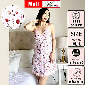 Đồ ngủ nữ Wannabe DNS74 đầm ngủ hai dây cổ tim nền hoa xinh xắn trang nhã