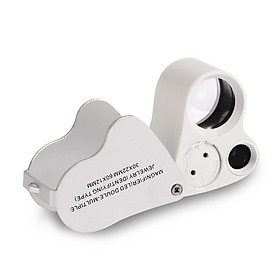 Kính lúp phóng đại 30x-60x cầm tay vỏ kim loại bảo vệ có đèn hỗ trợ ánh sáng M2 ( Tặng kèm móc khóa tô vít vặn kính 3in1 )