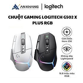 Chuột game không dây Logitech G502 X PLUS LIGHTSPEED – switch LIGHTFORCE Hybrid, RGB Lightsync, Cảm biến Hero 25K, Windows/Mac OS  -Hàng chính hãng