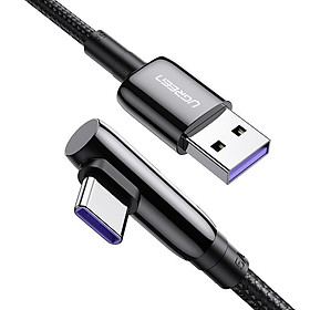 Ugreen 70431 50cm bẻ góc C 90 độ Cáp USB A sang Type-C 2.0 màu đen truyền dữ liệu từ máy tính ra điện thoại dài 0.5M US317 - Hàng chính hãng