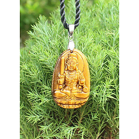 Mặt Dây chuyền Phật Bất Động Minh Vương, cho tuổi Dậu, Mệnh Thổ, Đá Mắt hổ, Cỡ nhỏ AKO2