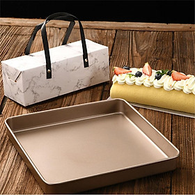 Mua Khuôn bánh cuộn hình vuông khay nướng Dụng Cụ Làm Bánh chống dính vàng cao cấp 28 cm - TRAYVUONG280