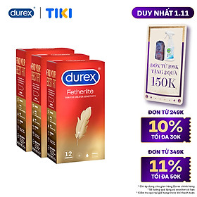 Bộ 3 Bao Cao Su Durex Fetherlite – Hộp 12 bao