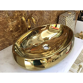 Mua CHẬU RỬA MẶT  LAVABO ELIP MẠ VÀNG CAO CẤP NHẬP KHẨU CHÍNH HÃNG GROVES 065v (58x38x15 cm) (CHẬU)