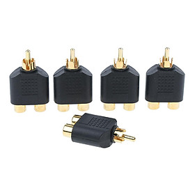 5x 1 RCA Male to 2 PHONO Female Y-Splitters Connector AV Audio/Video Adapter