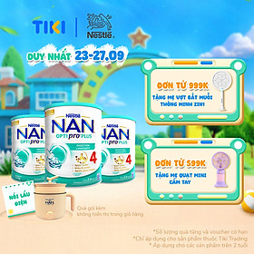 Bộ 3 Lon Sữa bột Nestlé NAN OPTIPRO PLUS 4 1500g/lon Giúp tiêu hóa tốt + Tăng cường đề kháng (2 - 6 tuổi) - Tặng Nồi lẩu điện A2