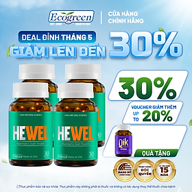 [Tặng Qik Hair Nữ 15v] Combo 4 Hộp 30v -  Viên Uống Bổ Gan Hewel Ecogreen – Giải Độc Gan Mát Gan, Hỗ Trợ Tiêu Hóa