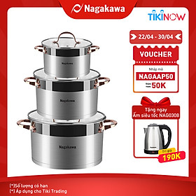 Bộ nồi inox cao cấp 5 đáy Nagakawa NAG1352