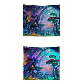 2pcs Wall Hanging 3D Printed Magic Forest Tapestry Decor for Living Room Bedroom