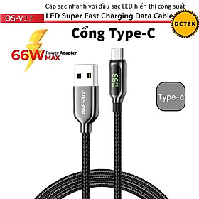 Mua Cáp sạc nhanh Onesam V17-01 Cáp Type C hỗ trợ sạc nhanh 66w có mà hình hiển thị công suất bọc dù chống rối