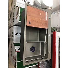 Mua Chậu bếp  chậu rửa bát 1 hố đại màu xám   kèm thớt kích thước 75x46