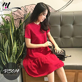 Váy bầu công sở đuôi cá đỏ cúc thật