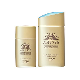 Bộ đôi Kem chống nắng dạng sữa dưỡng da kiềm dầu bảo vệ hoàn hảo (Anessa Gold Milk 60ml + Gold Milk 20ml)