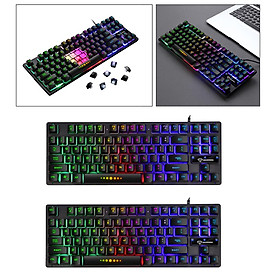 2x USB 87 Keys Mechanical Gaming Keyboard RGB LED Backlit For Windows PC