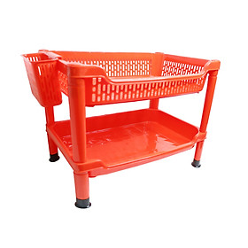 Kệ chén ly nhỏ 2 tầng 43 x 29 x 38 cm Chấn Thuận Thành úp chén bát, úp ly có kèm ống đũa - hàng Việt Nam chất lượng cao (KLN2T20) nhiều màu - Đỏ