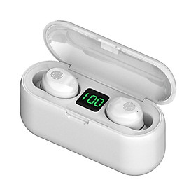 Tai nghe thể thao chống thấm mồ hôi Hộp sạc 1200mAh F9 True Wireless Headphones Bluetooth 5.0 TWS Earbuds-Màu trắng