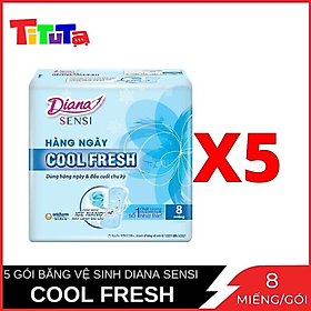 COMBO 5 Gói Băng Vệ Sinh Diana Sensi Hằng Ngày Cool Fresh 8 Miếng x5 hàng