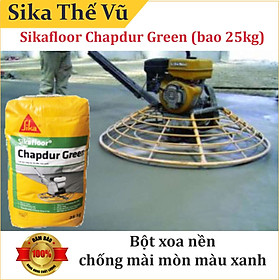 Bột xoa nền chống mài mòn, giúp tăng cứng bề mặt bê tông màu xanh - Sikafloor Chapdur Green (bao 25kg)
