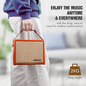 ammoon AC-15 15W Bộ khuếch đại guitar acoustic di động Amp loa BT với đầu vào micrô Hỗ trợ âm lượng điều khiển âm trầm Treble Hiệu ứng hồi âm