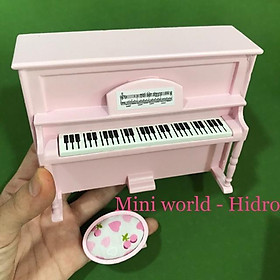 Mô hình đàn piano mini bằng gỗ trang trí nhà búp bê