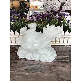 Mua Tượng Long Quy - Rùa đầu Rồng phong thủy đá cẩm thạch trắng - Dài 20 cm