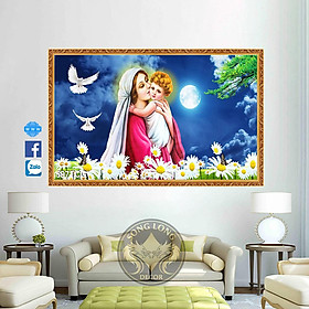 TRANH DÁN TƯỜNG 3D CHÚ GIÊ SU - TRANH ĐỨC MẸ MARIA VÀ CHÚA HÀI ĐỒNG, TRANH GIA ĐÌNH THÁNH GIA DÁN TƯỜNG