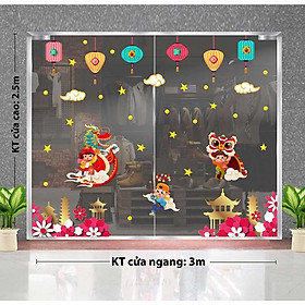 Mua DECAL TRANG TRÍ TẾT TRUNG THU 2021 BÉ MÚA LÂN CƯỞI RỒNG