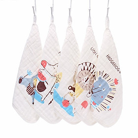 Set 5 khăn sữa 6 lớp chất xô nhăn 100% cotton cao cấp (30 x 30 cm)